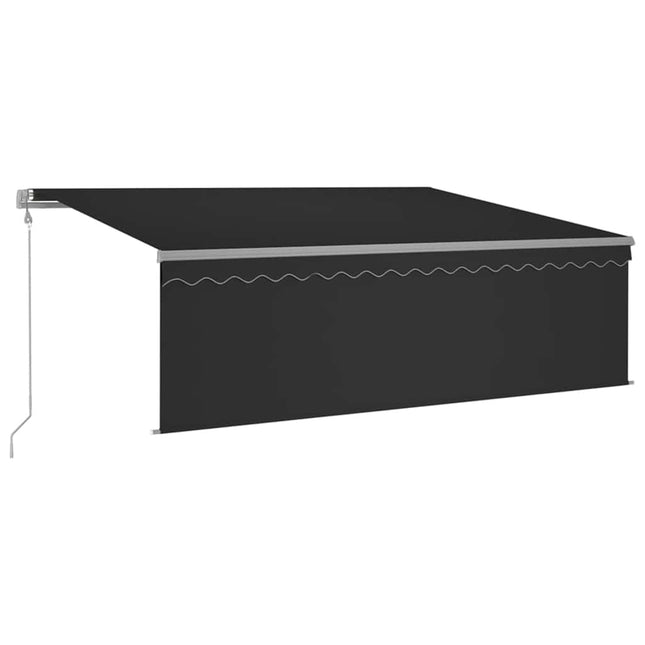 markise m. gardin+LED+vindsensor 4,5x3 m automatisk antracitgrå