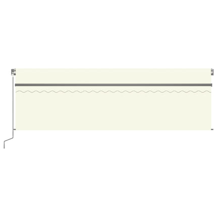 markise m. gardin + LED 5x3 m manuel betjening cremefarvet