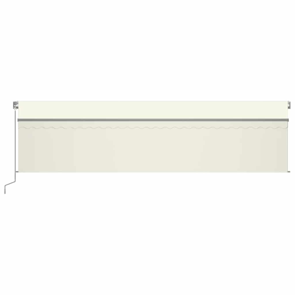markise m. gardin + LED 6x3 m manuel betjening cremefarvet