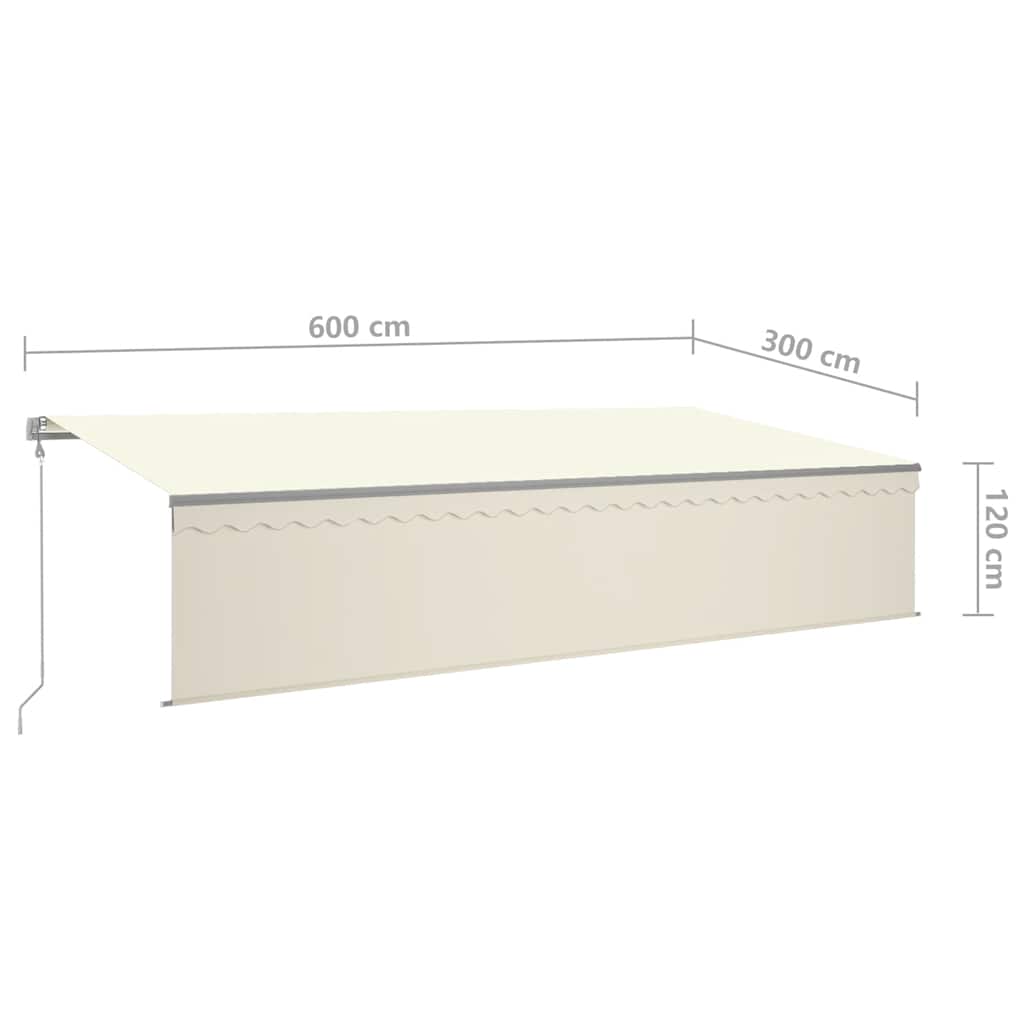 markise m. gardin 6x3 m automatisk betjening cremefarvet
