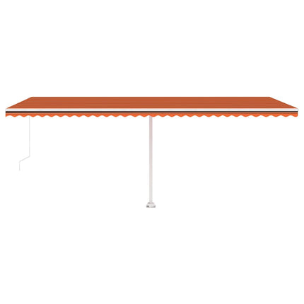 fritstående markise 600x300 cm manuel betjening orange/brun