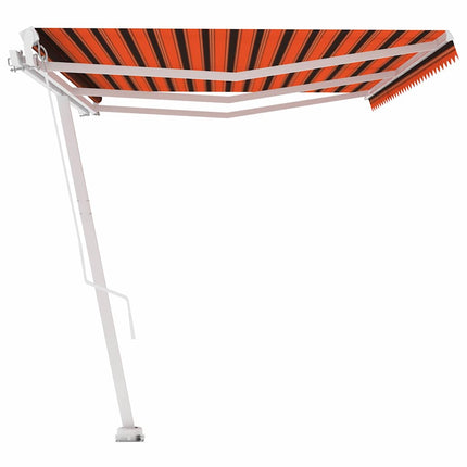 fritstående markise 600x300 cm manuel betjening orange/brun
