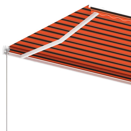 fritstående markise 600x300 cm manuel betjening orange/brun