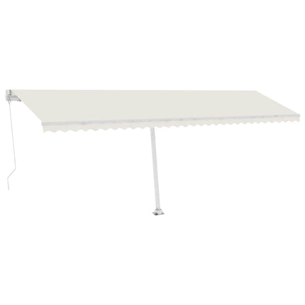 markise m. LED-lys 600x300 cm manuel betjening cremefarvet