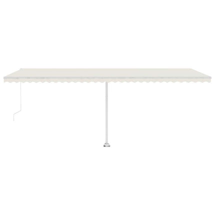 markise m. LED-lys 600x300 cm manuel betjening cremefarvet