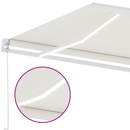 markise m. LED-lys 600x300 cm manuel betjening cremefarvet