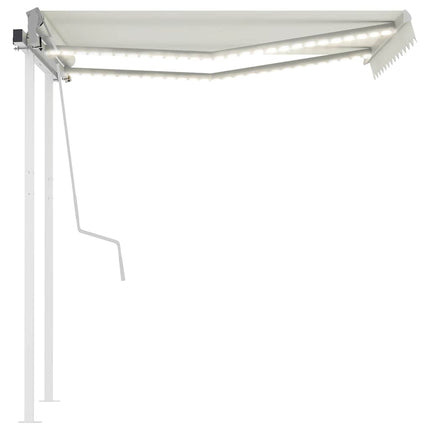 markise m. LED-lys 3x2,5 m manuel betjening cremefarvet