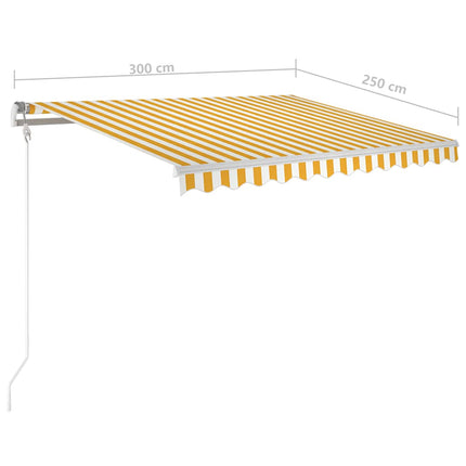 markise m. LED-lys 3x2,5 m manuel betjening gul og hvid