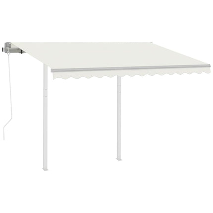 markise med stolper 3x2,5 m automatisk betjening cremefarvet