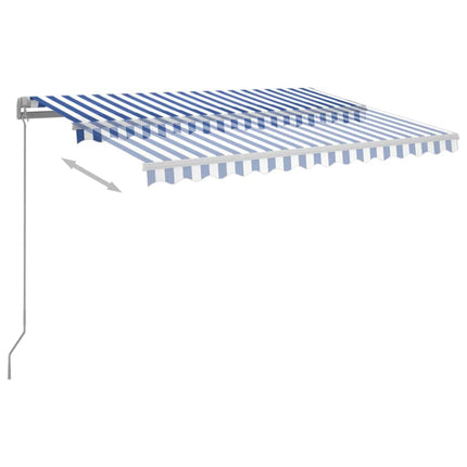 markise m. LED-lys + vindsensor 3x2,5 m automatisk blå + hvid