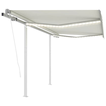 markise m. LED-lys + vindsensor 3x2,5 m automatisk cremefarvet