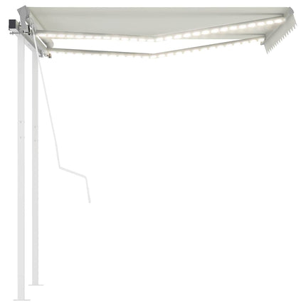 markise m. LED-lys + vindsensor 3x2,5 m automatisk cremefarvet