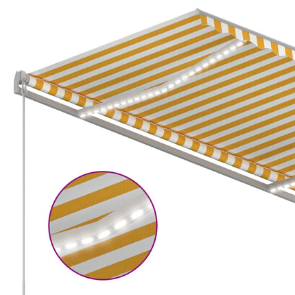 markise m. LED-lys + vindsensor 3x2,5 m automatisk gul og hvid