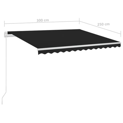 markise m. LED-lys + vindsensor 3x2,5 m automatisk antracit
