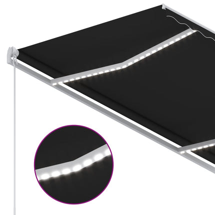 markise m. LED-lys + vindsensor 3x2,5 m automatisk antracit