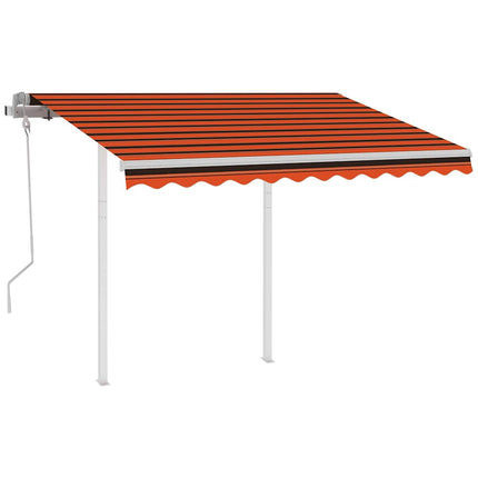foldemarkise m. stolper 3,5x2,5 m manuel betjening orange brun