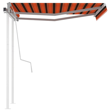 foldemarkise m. stolper 3,5x2,5 m manuel betjening orange brun