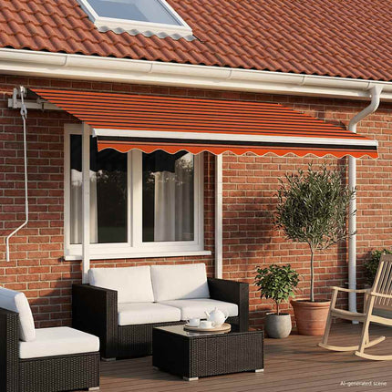 foldemarkise m. stolper 3,5x2,5 m manuel betjening orange brun