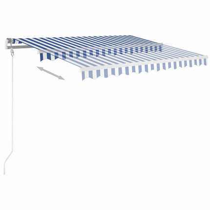 markise m. LED-lys 3,5x2,5 m manuel betjening blå og hvid