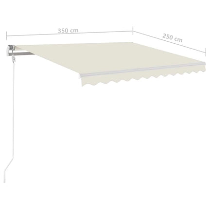 markise m. LED-lys 3,5x2,5 m manuel betjening cremefarvet