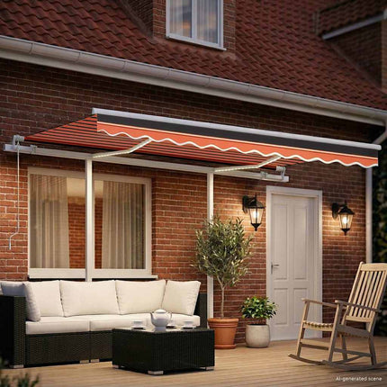 markise m. LED-lys 3,5x2,5 m manuel betjening orange og brun