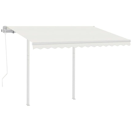 markise med stolper 3,5x2,5 m automatisk betjening cremefarvet