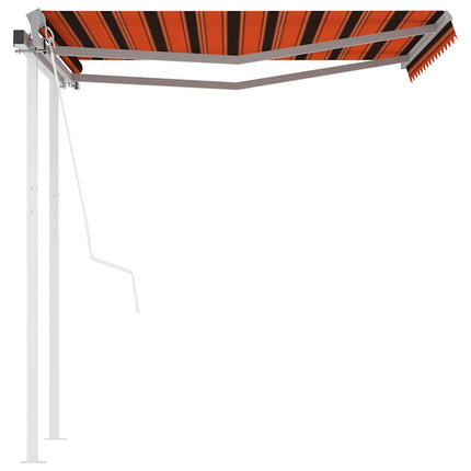 markise med stolper 3,5x2,5 m automatisk orange og brun