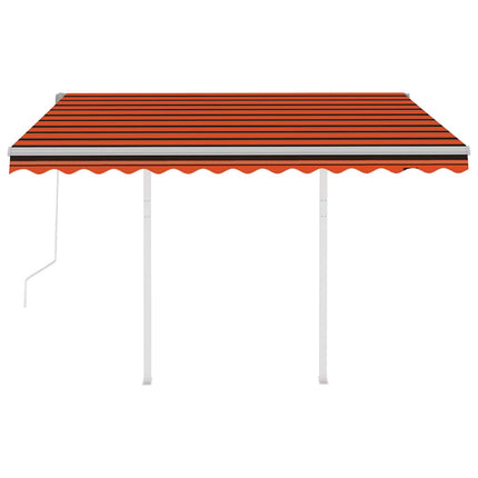 markise med stolper 3,5x2,5 m automatisk orange og brun