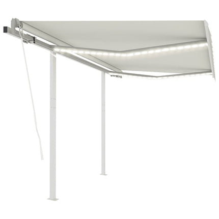 markise med LED-lys + vindsensor 3,5x2,5 m automatisk creme