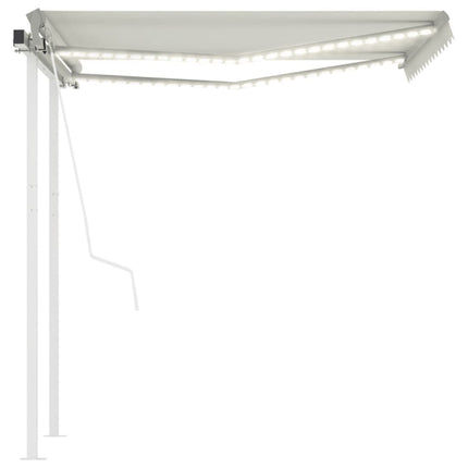 markise med LED-lys + vindsensor 3,5x2,5 m automatisk creme