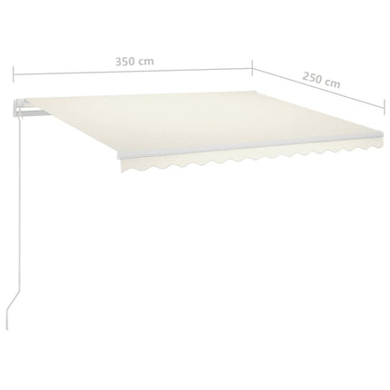 markise med LED-lys + vindsensor 3,5x2,5 m automatisk creme