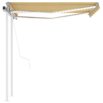 markise m. LED-lys + vindsensor 3,5x2,5 m automatisk gul + hvid