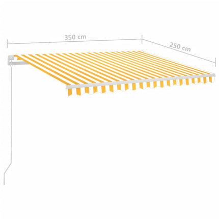markise m. LED-lys + vindsensor 3,5x2,5 m automatisk gul + hvid