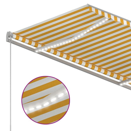 markise m. LED-lys + vindsensor 3,5x2,5 m automatisk gul + hvid