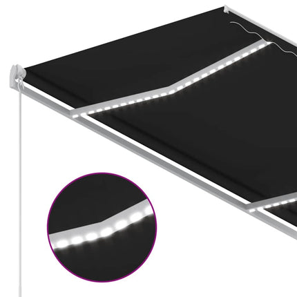markise m. LED-lys + vindsensor 3,5x2,5 m automatisk antracit