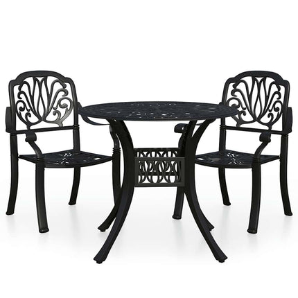 bistrosæt 3 dele støbt aluminium sort