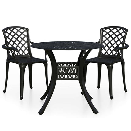 bistrosæt 3 dele støbt aluminium sort
