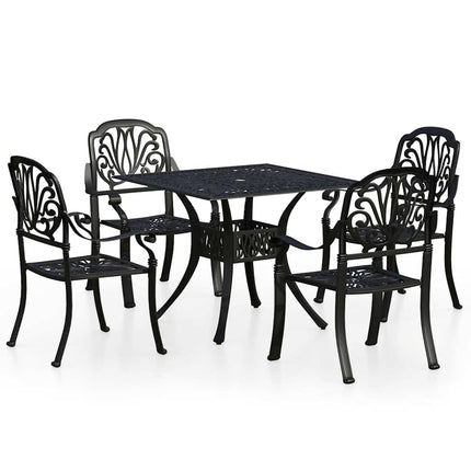 bistrosæt 5 dele støbt aluminium sort