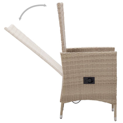 spisebordssæt til haven 7 dele polyrattan beige