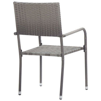 spisebordssæt til haven 3 dele polyrattan grå