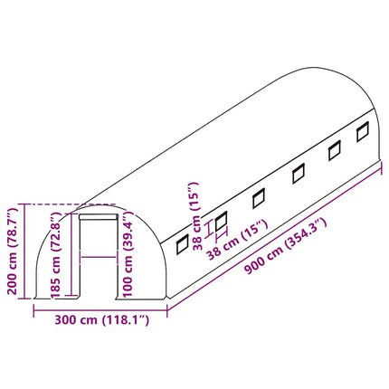 overtræk til drivhus (27 m²) 3x9x2 m transparent