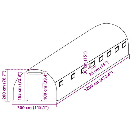 overtræk til drivhus (36 m²) 3x12x2 m transparent