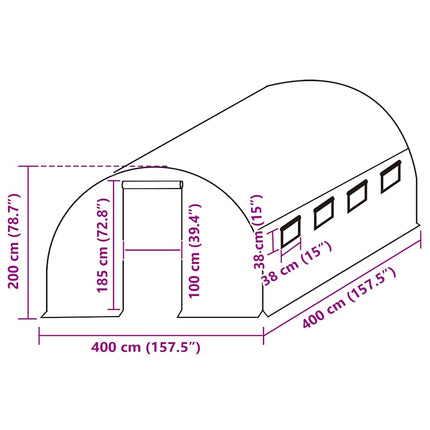 overtræk til drivhus (16 m²) 400x400x200 cm grøn