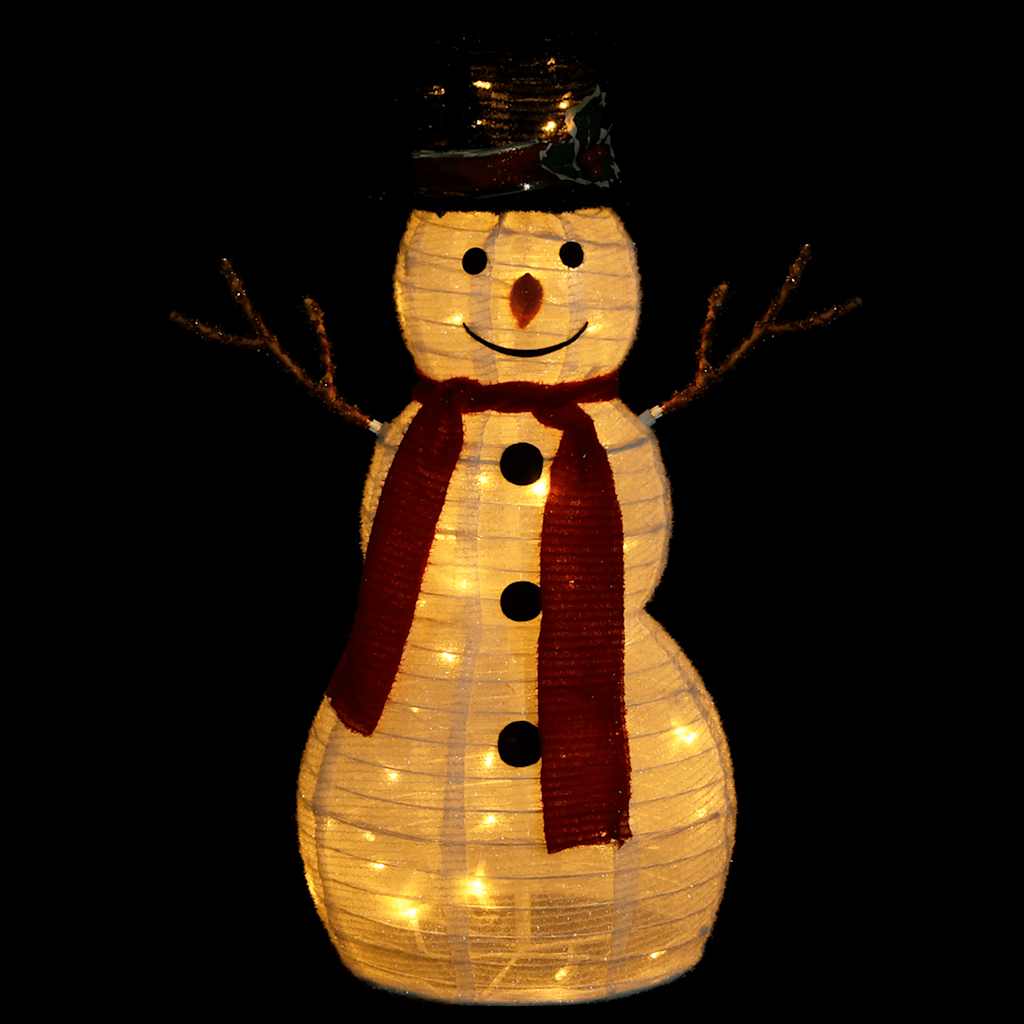 dekorativ julesnemand 60 cm med LED-lys luksuriøst stof