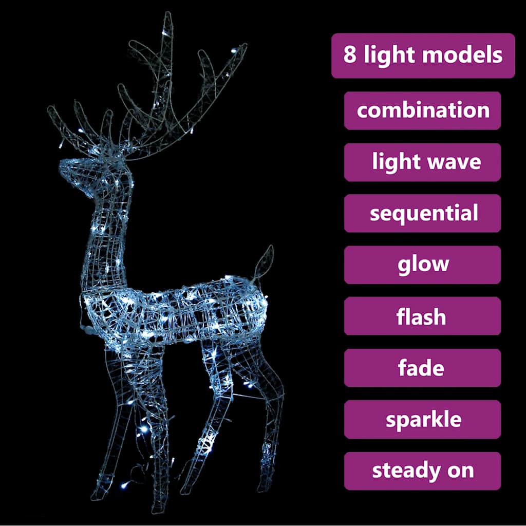 juledekoration rensdyr 140 LED'er 120 cm akryl kold hvid