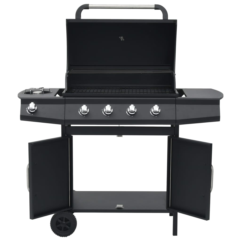 gasgrill 4+1 grillzoner stål sort