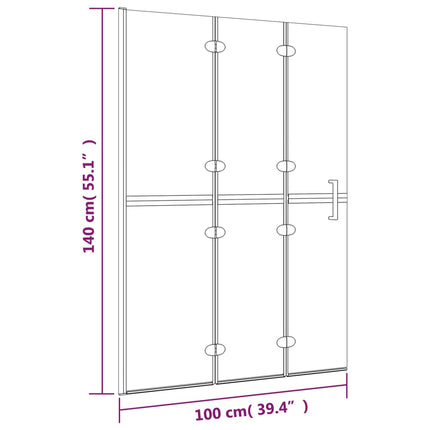 foldbar bruseafskærmning 100x140 cm sikkerhedsglas hvid