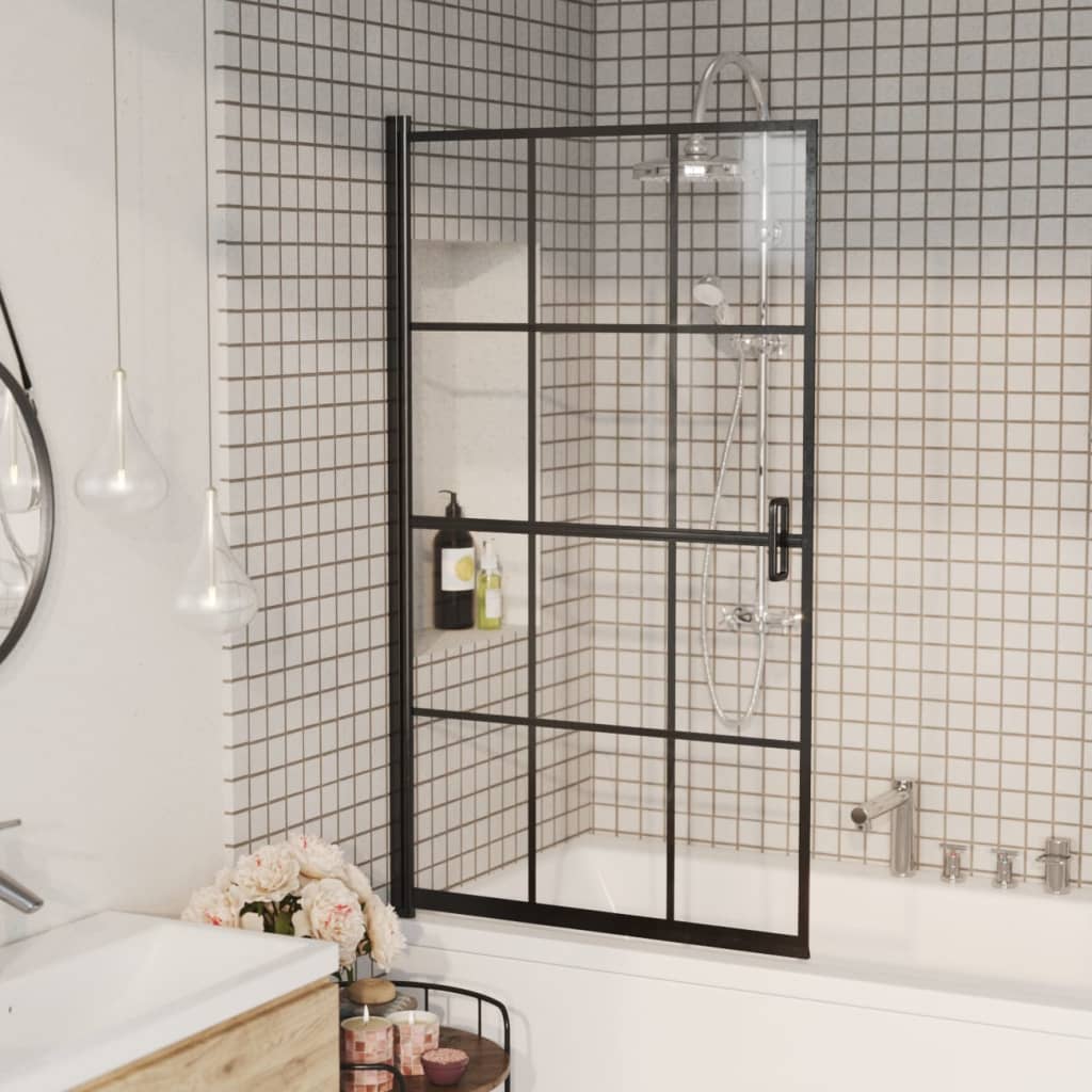 bruseafskærmning 80x140 cm sikkerhedsglas sort