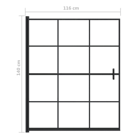 bruseafskærmning 116x140 cm sikkerhedsglas sort
