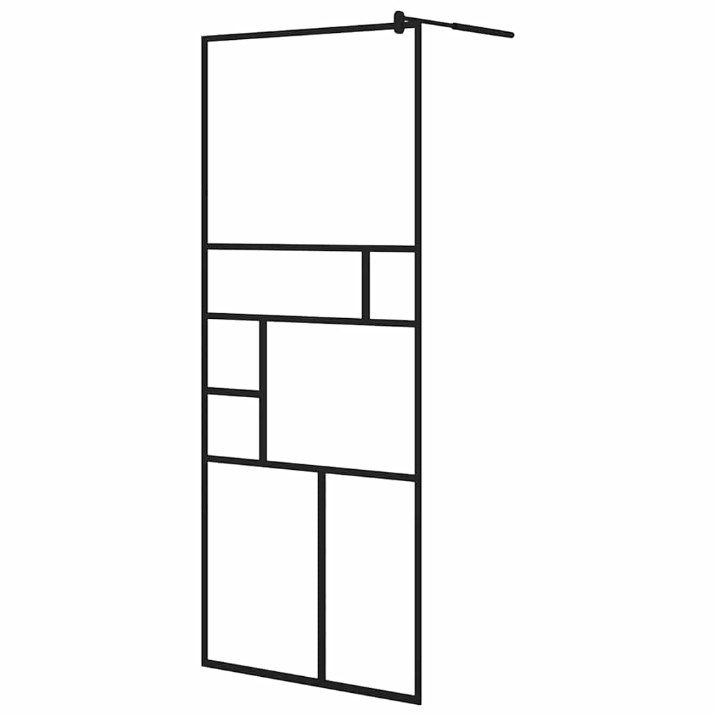 brusevæg 80x195 cm klart ESG-glas sort